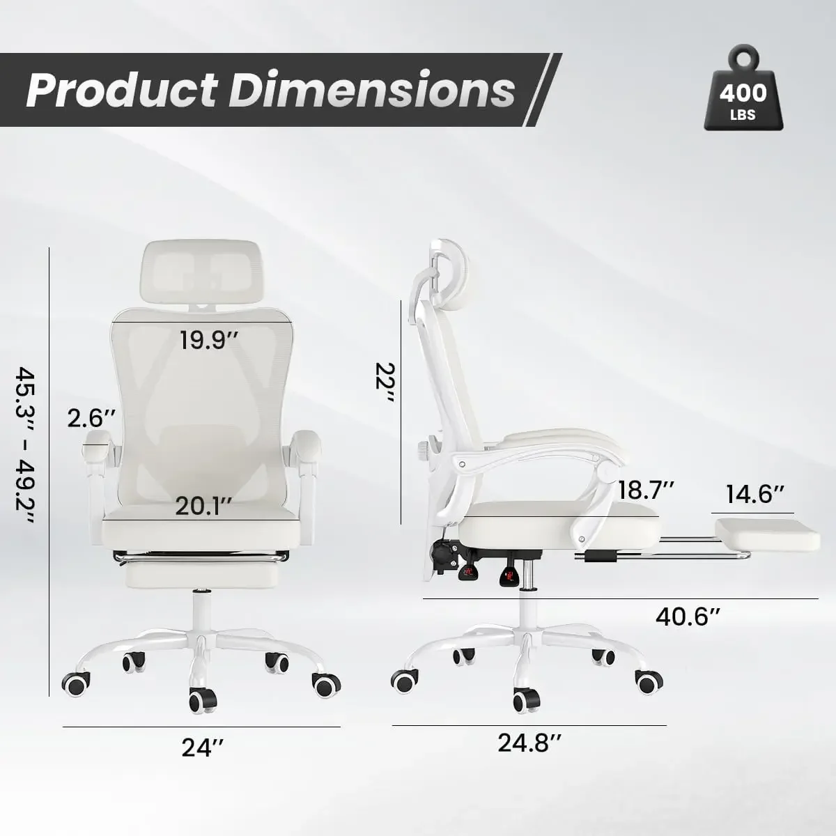 

Ergonomic Office Chair with Footrest, Mesh Office Desk Chair with Headrest, High Back Computer Chair with Adjustable Lumbar