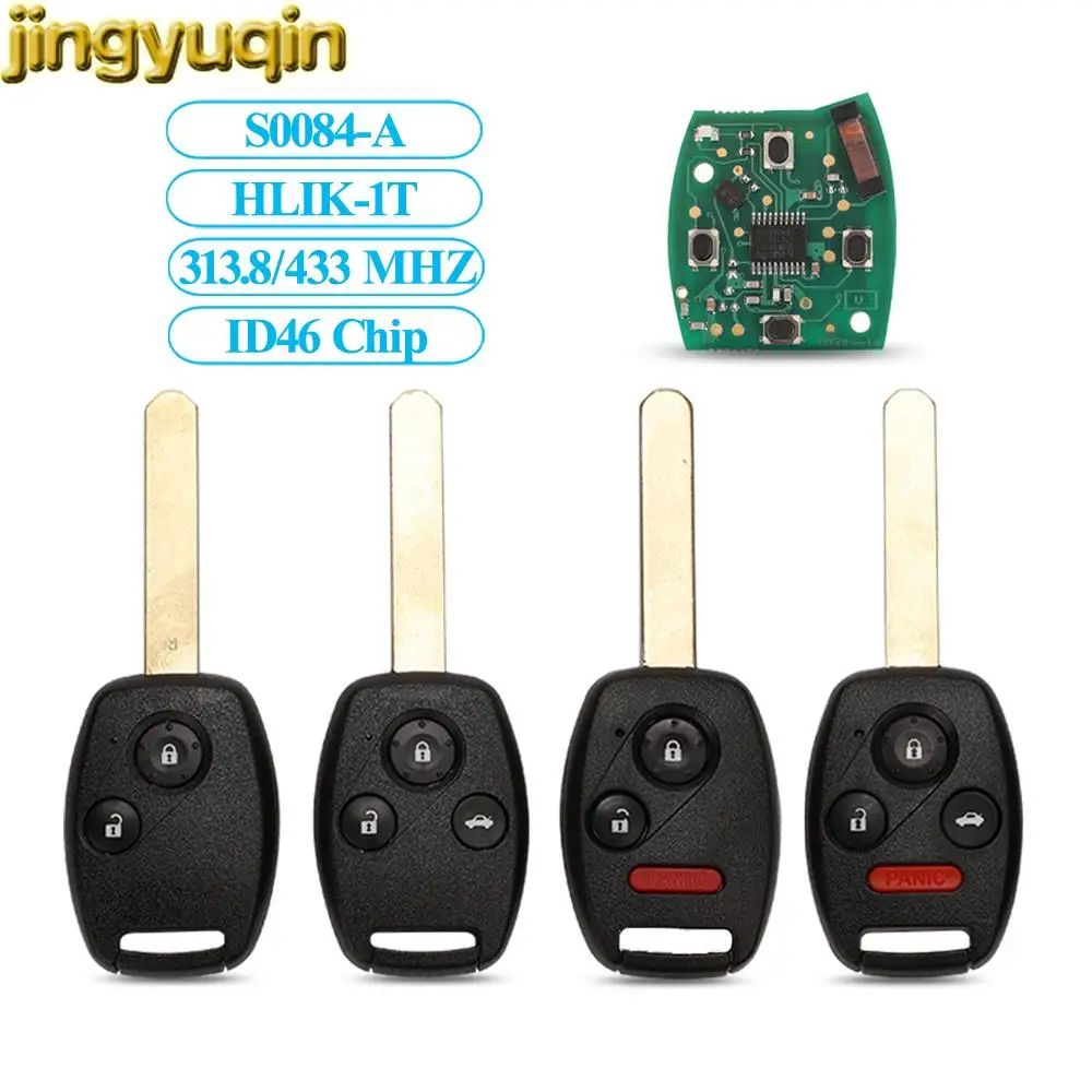 Jingyuqin llave remota con PCF7961 ID46 Chip coche de Control de alarma para S0084-A 313,8 MHz para Honda CIVIC 2/3/4 botones