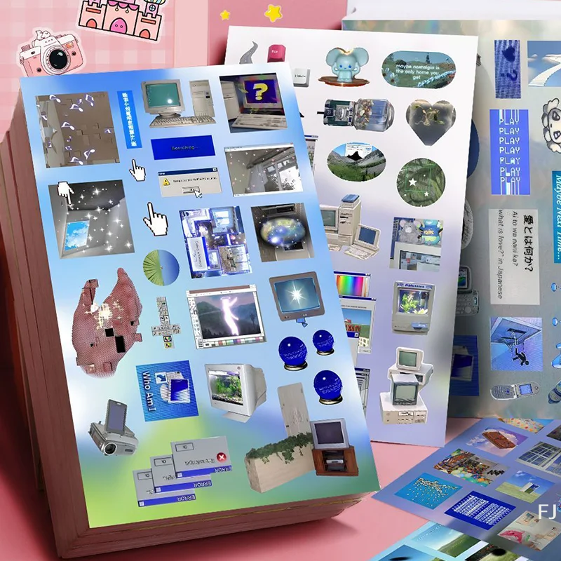 

7/Gen Z Y2K вдохновленные DIY украшения ретро электронные воспоминания наклейки для ведения журналов, 8/16 упаковок