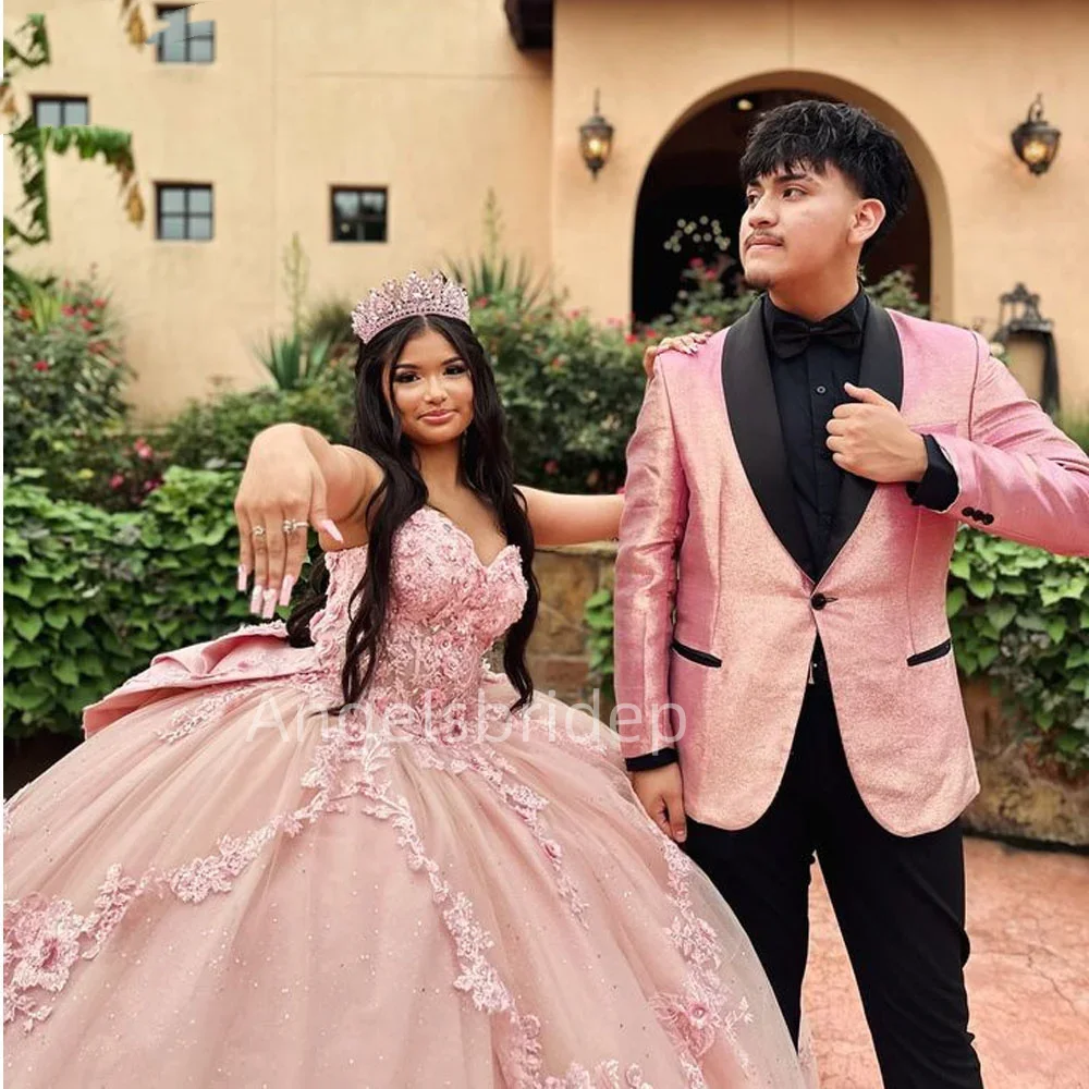 Angelsbride Sleeveless Pink Lace Ball Gown 15 Year Old Quinceanera Dresses With Bow Brithday Party  Vestidos De 15 Años