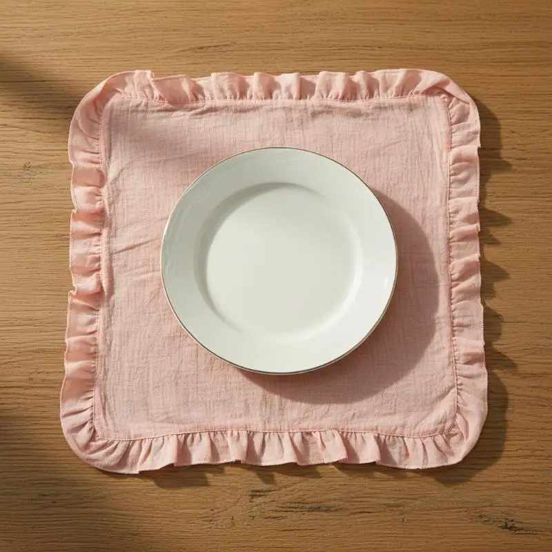 45*45cm Cotton Ruffle Napkins Soft Flounced Edge For Wedding Banquet Birthday Party Plate Table Setting Decor