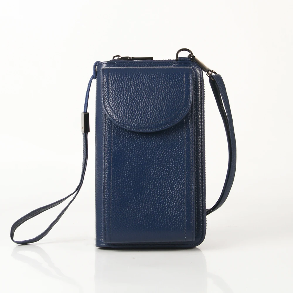 Gunuine Cow Leather Phone Shoulder Bag For Women Fashion High Quality Square Crossbody Bags Female Multi-pocket Clutch Purse