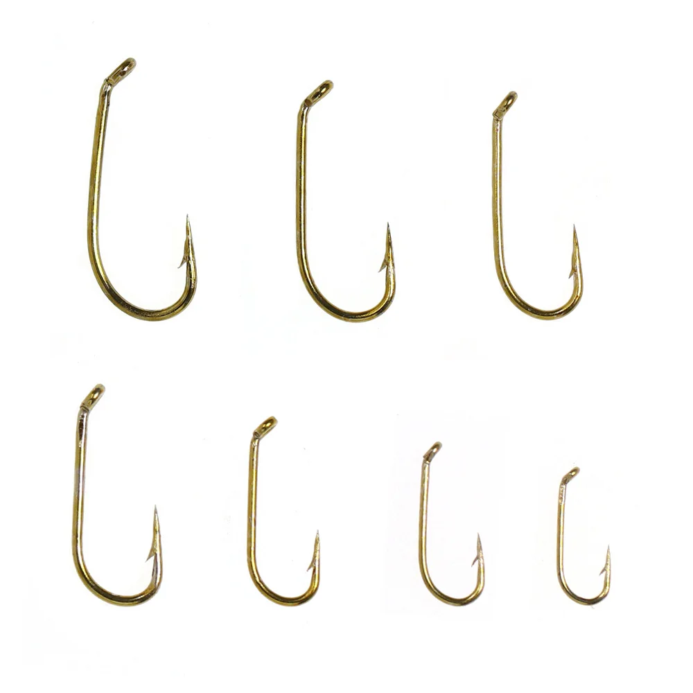 50 Stück # 8 - # 20 2X lange Angelhaken aus Kohlenstoffstahl mit Widerhaken für Trockenfliegen, Nassfliegen, Nymphen, Scuds, Caddis, Streamer – Fliegenbindehaken – Detail 5