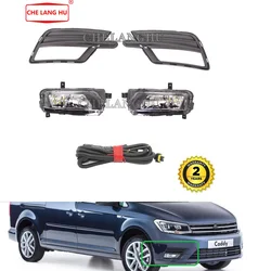 LED Light For VW Caddy 2015 2016 2017 2018 2019 2020 Car-styling Front Bumper LED Fog Lights Fog Lamp with Fog Grille And Wire