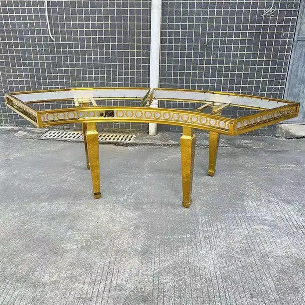 

FSDKX Luxury Royal Wedding Table Gold Steel High Quality Party Event Furniture Dining Wedding Banquet Table
