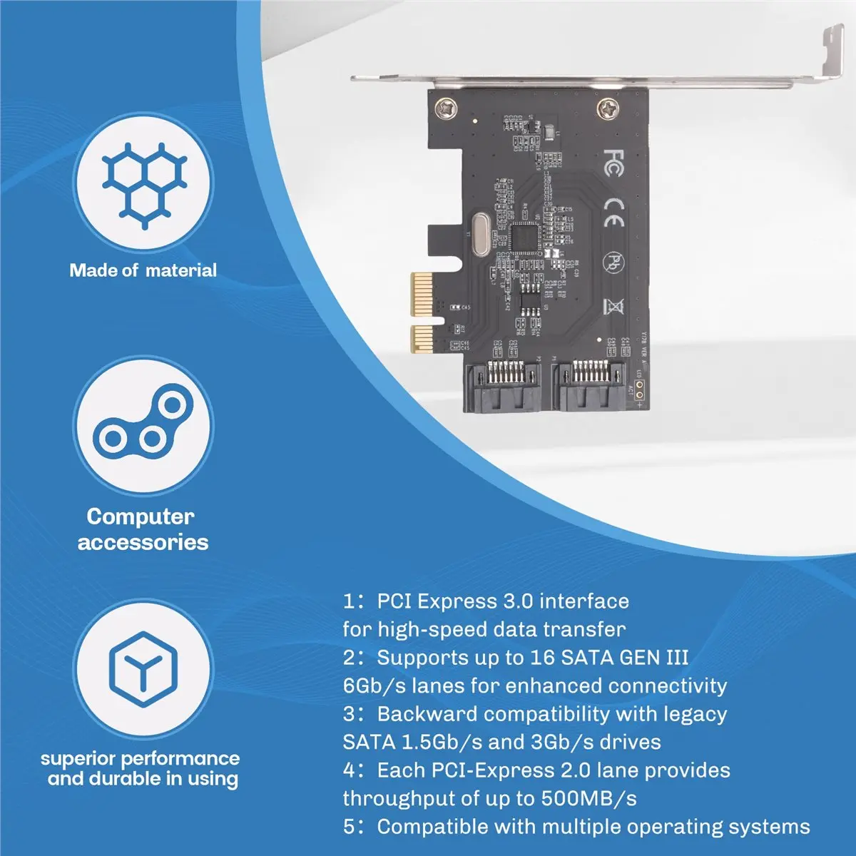 Карта расширения DT81 PCI-E на SATA3.0, 6 Гбит/с, 2-портовый адаптер расширения с чипом ASM1061 для Win11/10/7