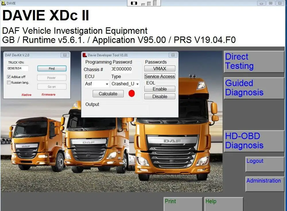 Newest 2022 year DAF Davie Runtime 5.6.1 2019 for paccar and DAF engine diagnostic software