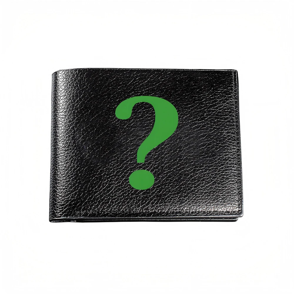 Green Question Mark Design Men's Wallet Card Holder Casual Business Fashion Print Style