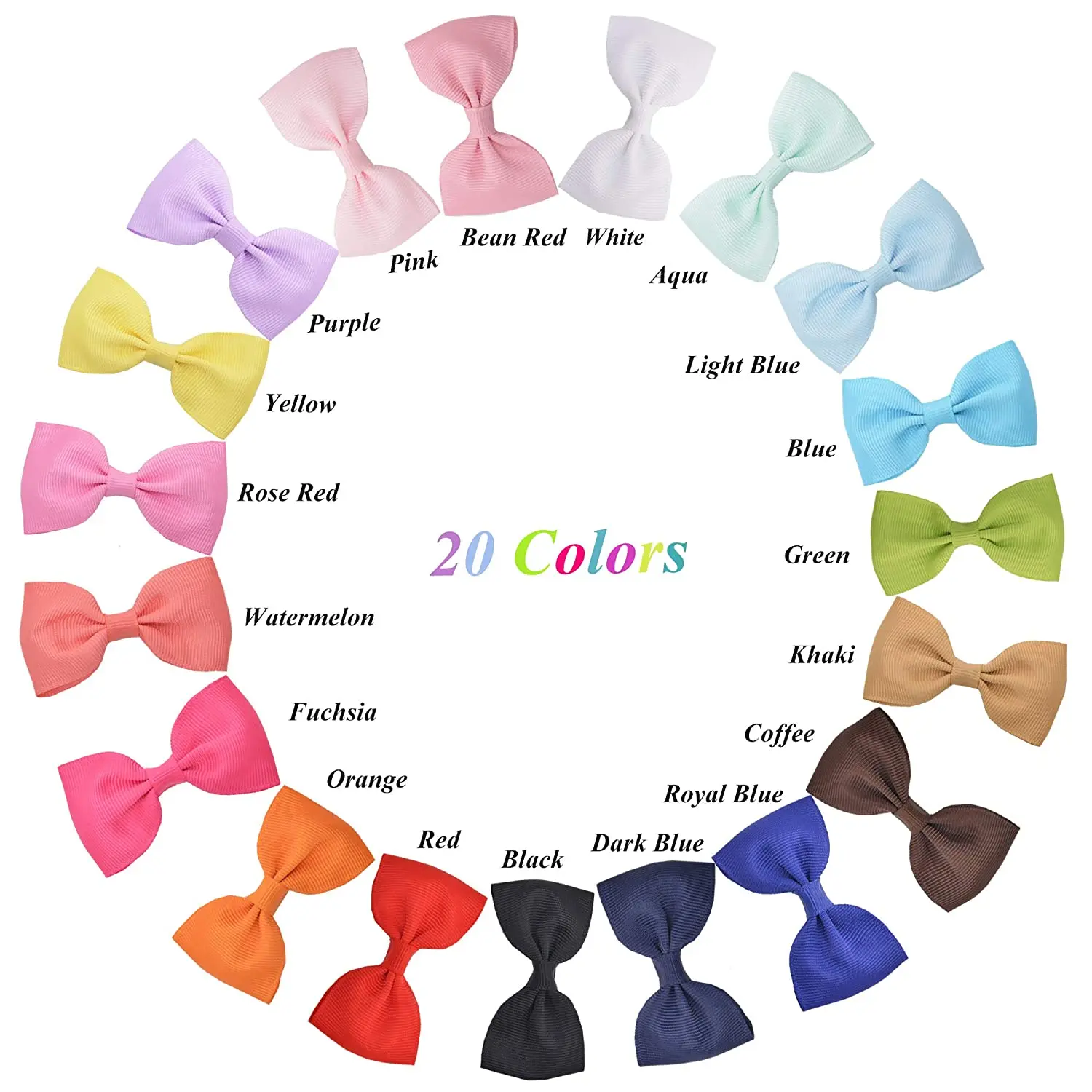 20/30/40Pcs Baby Girls Hair Bows in Pairs 2.75\'\' Ribbon Bows Alligator Hair Clips Barrettes for Infants Toddlers Girls Kids