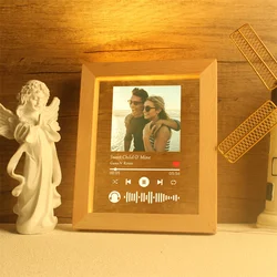 Custom Song Acrylic Plaque,Personalized Photo Frame,Podcast Code Night light Lamp,Playlist Streaming,Gift for Couple