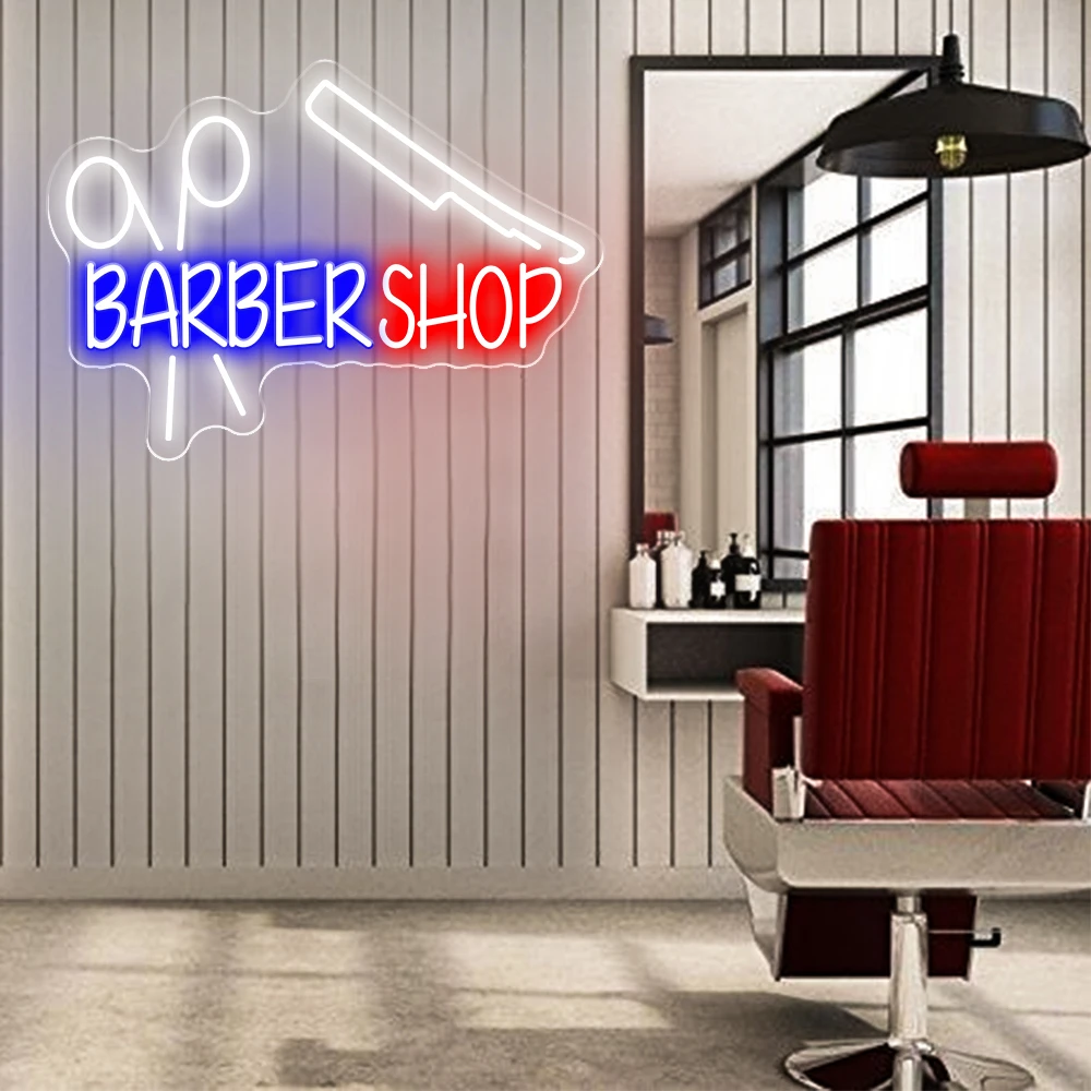 Barber Shop Neon Sign Led Lights Barbershop Signs Hairdresser Logo Hari Salon Decor