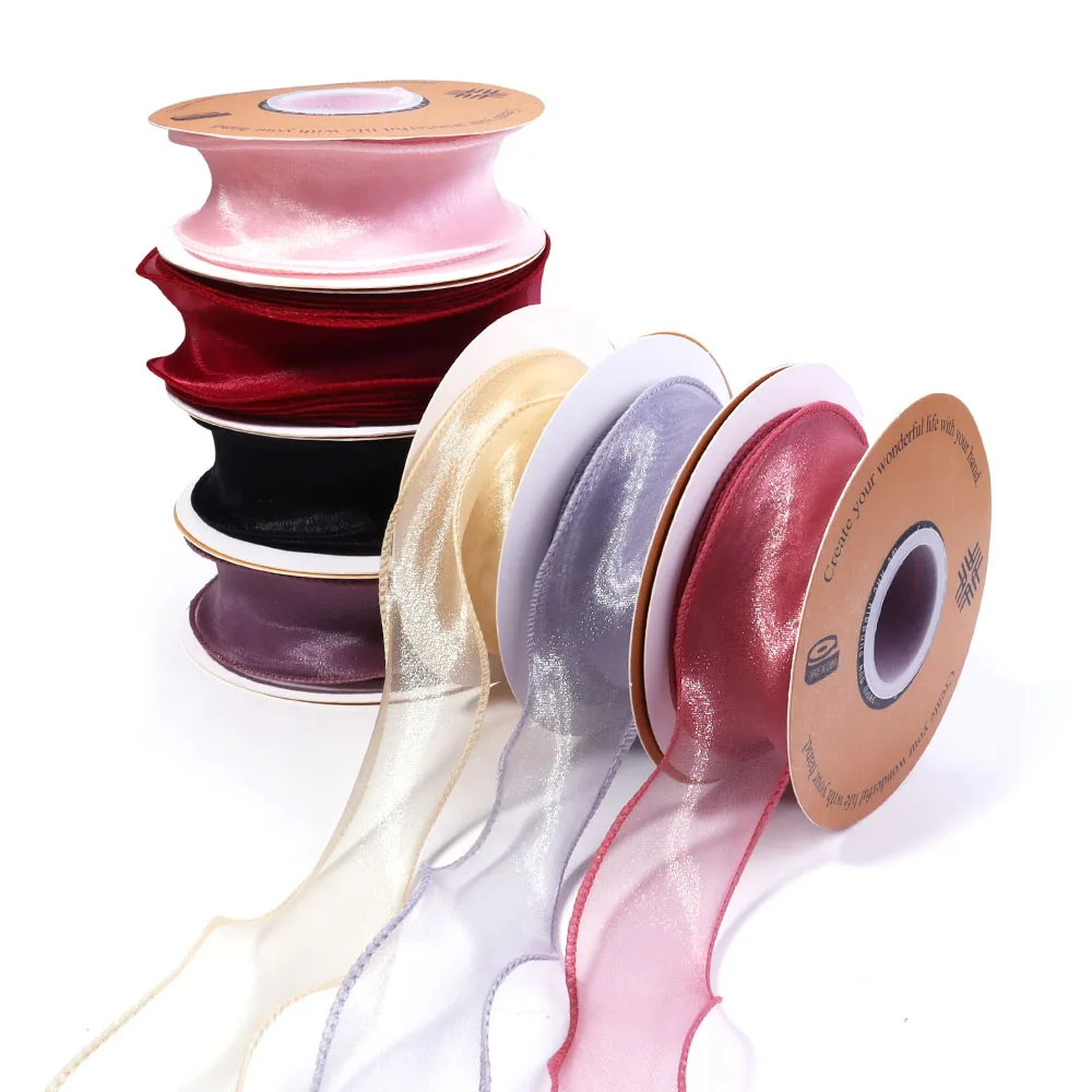 Vintage Farbe Fischschwanz Garn Bänder Welle Rand Gaze Spitze DIY Bouquet Verpackung Bogen Material Hochzeit Dekoration Nähen Stoff Dekor