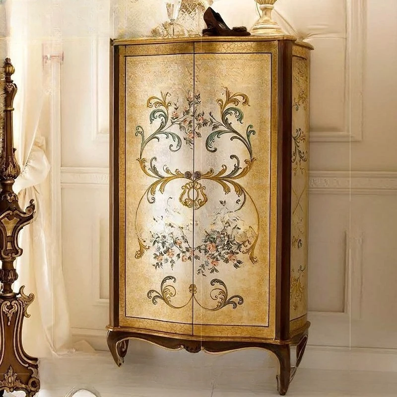 European-style entryway solid wood small apartment, American-style storage cabinet c