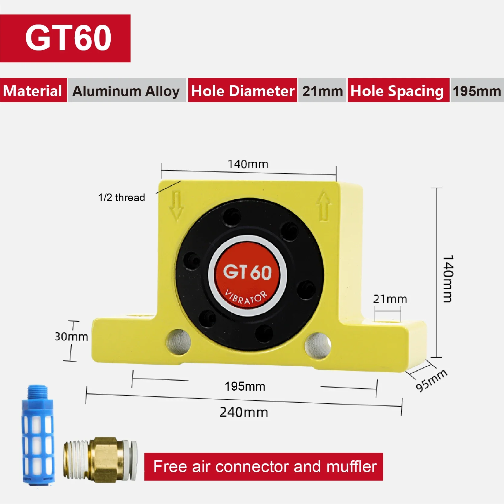 Pneumatic Turbine Vibrator GT4 GT6 GT8 GT10 GT13 GT16 GT20 GT25 GT30 Air Vibrator for Hopper Silo Industrial Use
