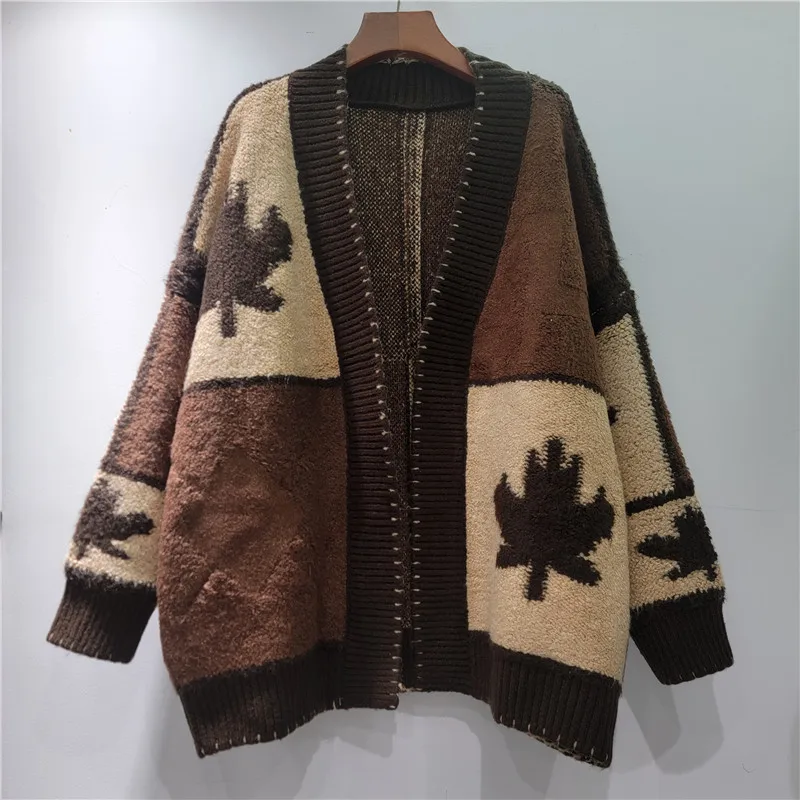 

Осенняя новая мода с v-образным вырезом контрастного цвета, клетчатый вязаный кардиган, свитер, пальто, темно-коричневый, серый, женский трикотаж, куртка Chaqueta Mujer