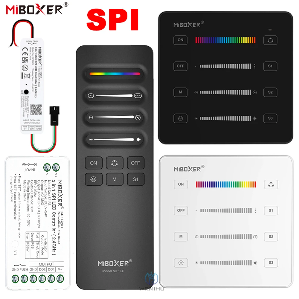 Miboxer SPI Panel Remote (2.4GHz) Single color/RGB/RGBWIC Signal TTL for WS2811 WS2812 WS2815 LED Pixel Strip Controller