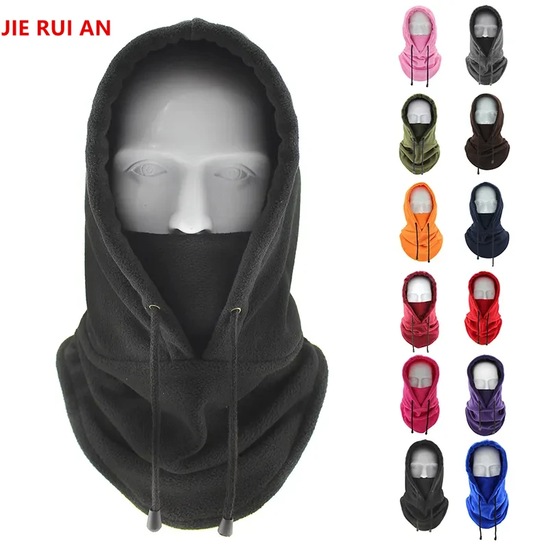 Wholesale Balaclava Windproof Face Mask Winter Polar Fleece Warm Hat Custom Logo Ski Black Fleece Beanie Hat