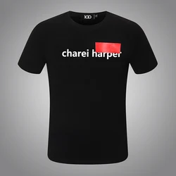 CHAREIHARPER DSQ 848 cotton men's short sleeve T-shirt  design high qulity letter spray print fashion Milan trend casual top