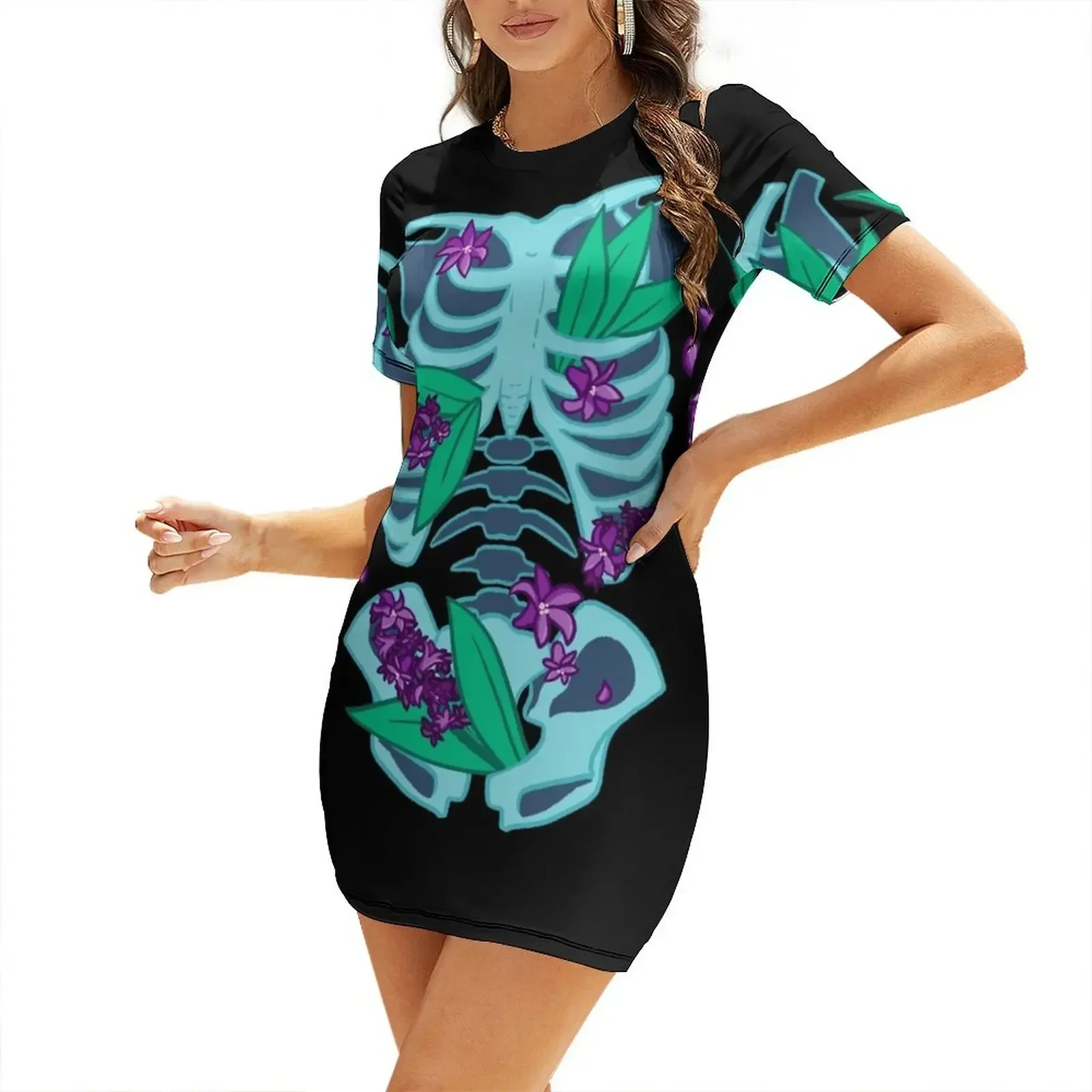 

Hyacinth Skeleton Short-Sleeved Dress Casual dresses Woman dresses Dance dresses Dress for pregnant women