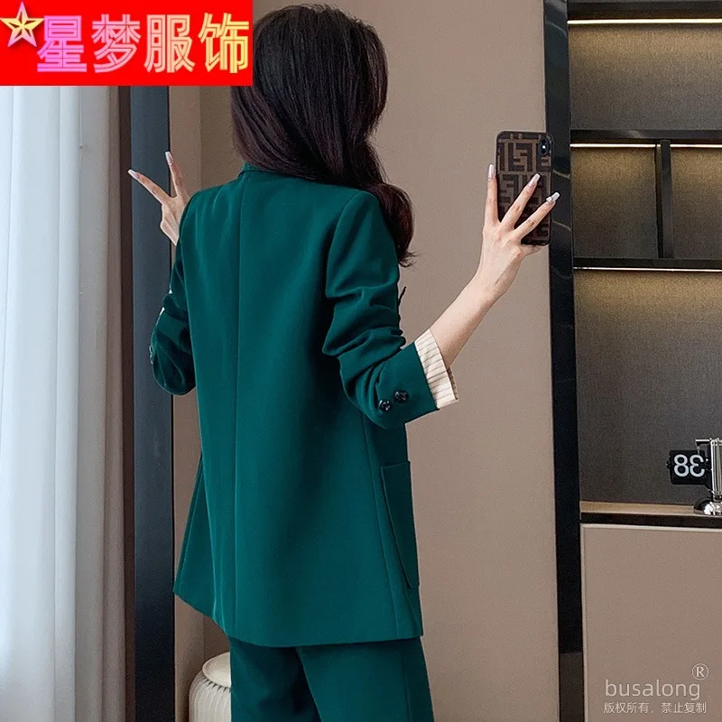 Dark Green Suit Women\'s Autumn and Winter High-End Business Temperament Goddess Temperament Fashion Interview Formal Wear Suit O