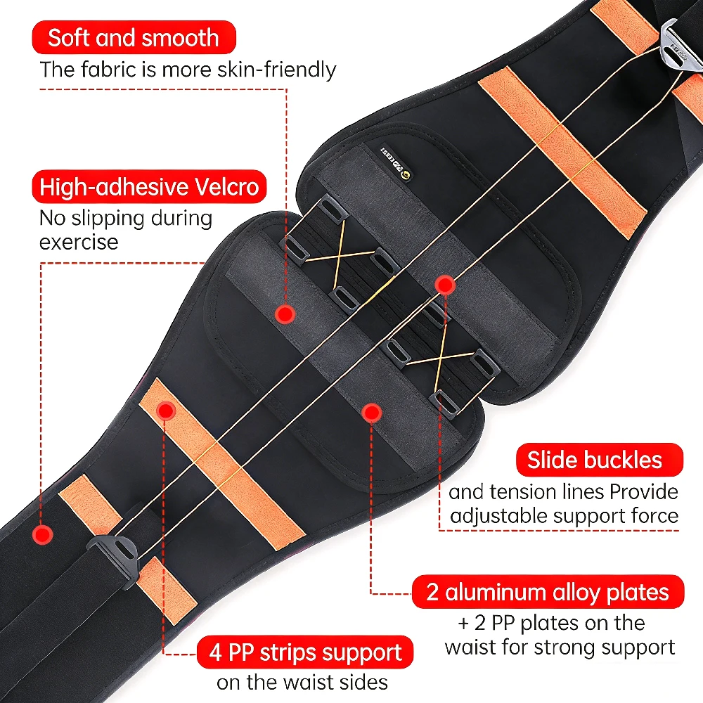 1PCS Dual-Pulley Back Brace – Metal Stays Lumbar Belt, Breathable Adjustable for Sciatica/Scoliosis – Wear Under Clothes Unisex