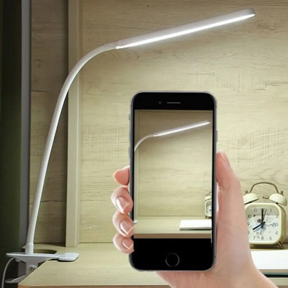 

Регулируемая светодиодная настольная лампа с креплением на клипсе, 360 градусов ° Настольная лампа для чтения с 10 уровнями яркости, креплением на прищепке, питанием от USB, защитой для глаз, для учебы и ночного освещения