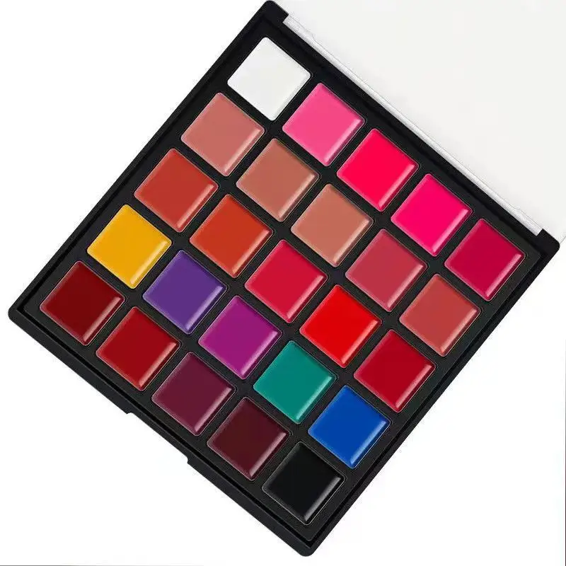 Paleta de lápices labiales profesionales de 25 colores, humectante mate para pigmento rojo rosa no pegajoso, lápiz labial resistente al agua de larga duración