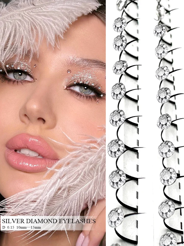 Honigwimpern Silber Diamant unten Fee Wimpernverlängerung Glitzer Strass Einzelwimpern Feenwimpernverlängerung – Detail 1