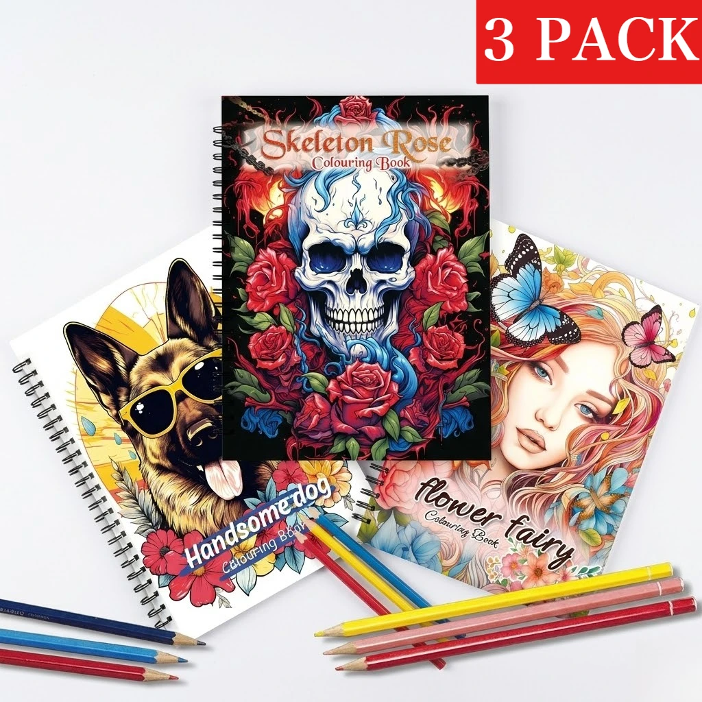 Ensemble de 3 livres de coloriage pour adultes - Design unique sur chaque page - Livres d'art de haute qualité, combinant l'art-thérapie et la formation à la pleine conscience