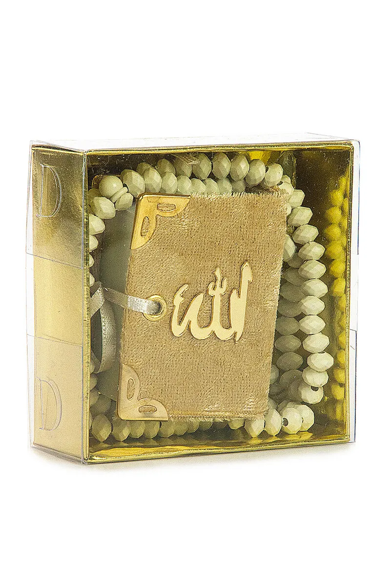 

IQRAH Velvet Coated Mini Quran Box-Rosary-Gold