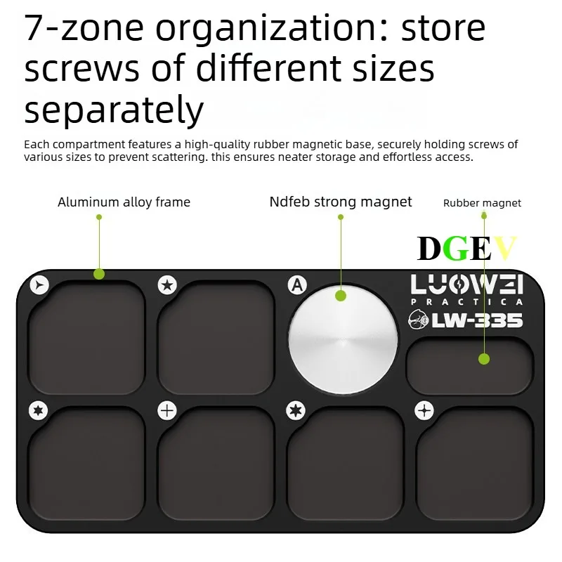 DGEV screw storage board 0.5mm thin aluminum alloy portable strong magnetic seven zone storage board