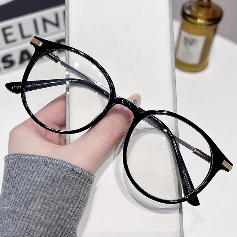 Transparent Computer Glasses Frame Women Men Anti Blue Light  EyeGlasses Retro Round Blackout Spectacles Optical Lenses Eyewear