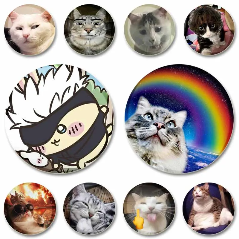 

Creativity Funny Cat Meme Enamel Pin Cartoon Animal Coin Brooches for Backpack Hat Decor Lapel Badge Jewelry Accessories Gifts