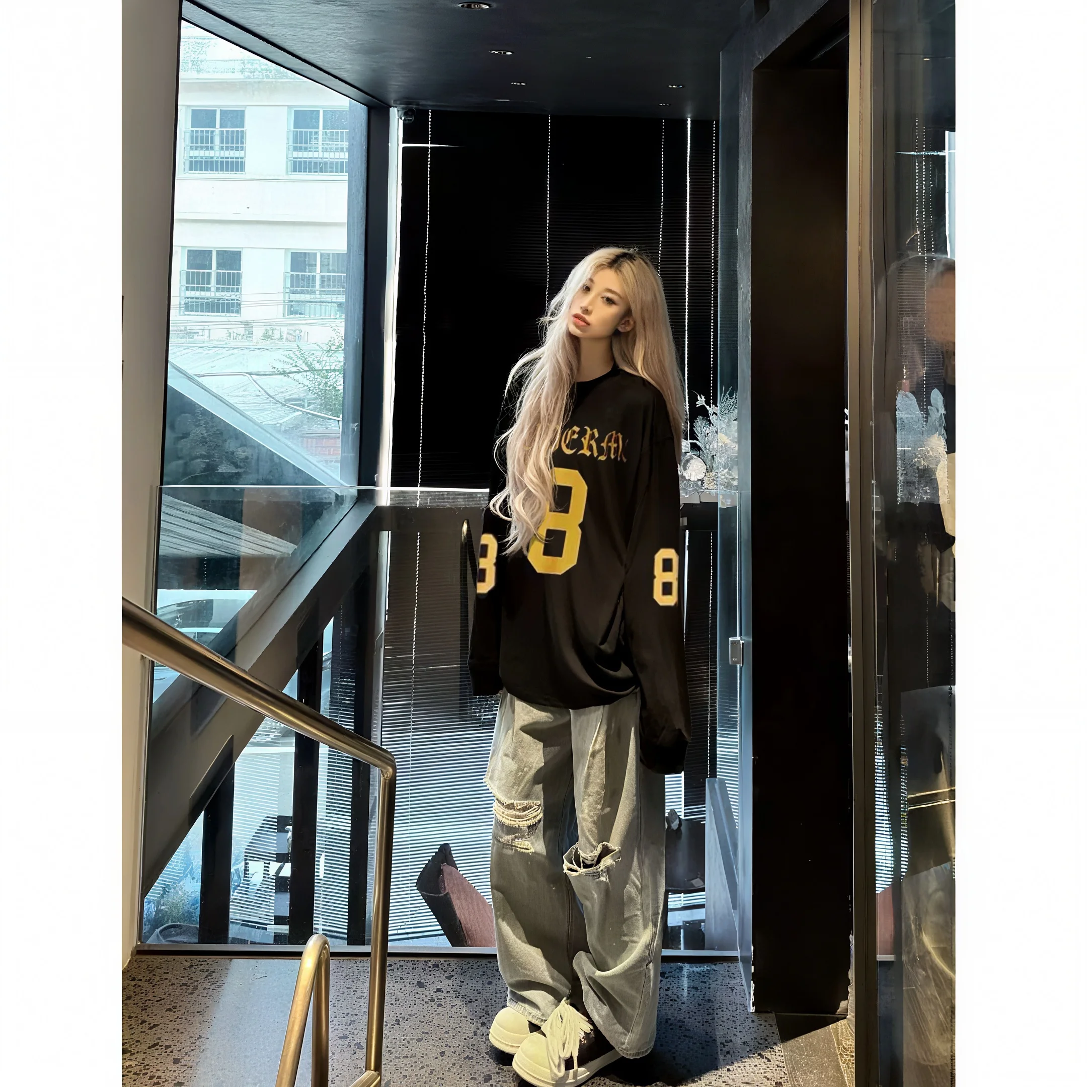 

Модельерская индивидуальная футболка с длинным рукавом с 3D принтом 8, быстросохнущий топ в США в стиле хип-хоп K-POP