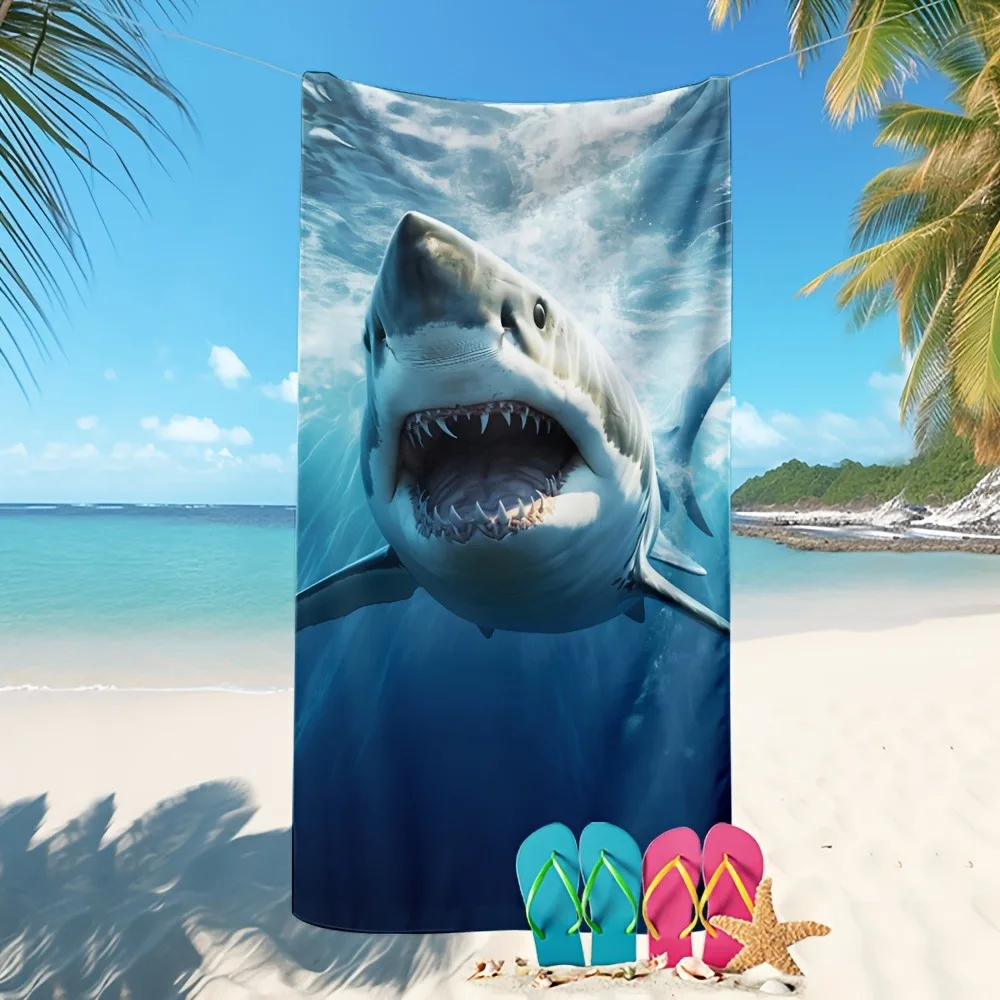 Shark-Inspired Beach Towel: Dive into Summer Fun! Suitable for towels, bath towels, beach towels