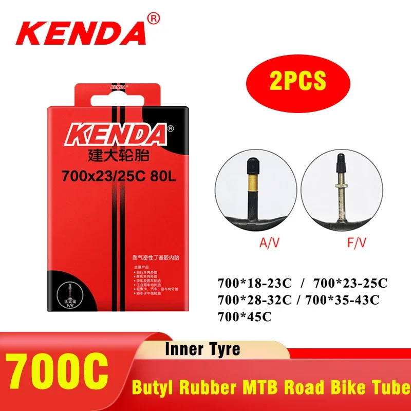 2PCS KENDA Bicycle Inner Tube 700C 23C 25C 28C 35C 45C Camera Schrader Presta Valve Inner Tube Road Bike Tubes Tire Chambre Air