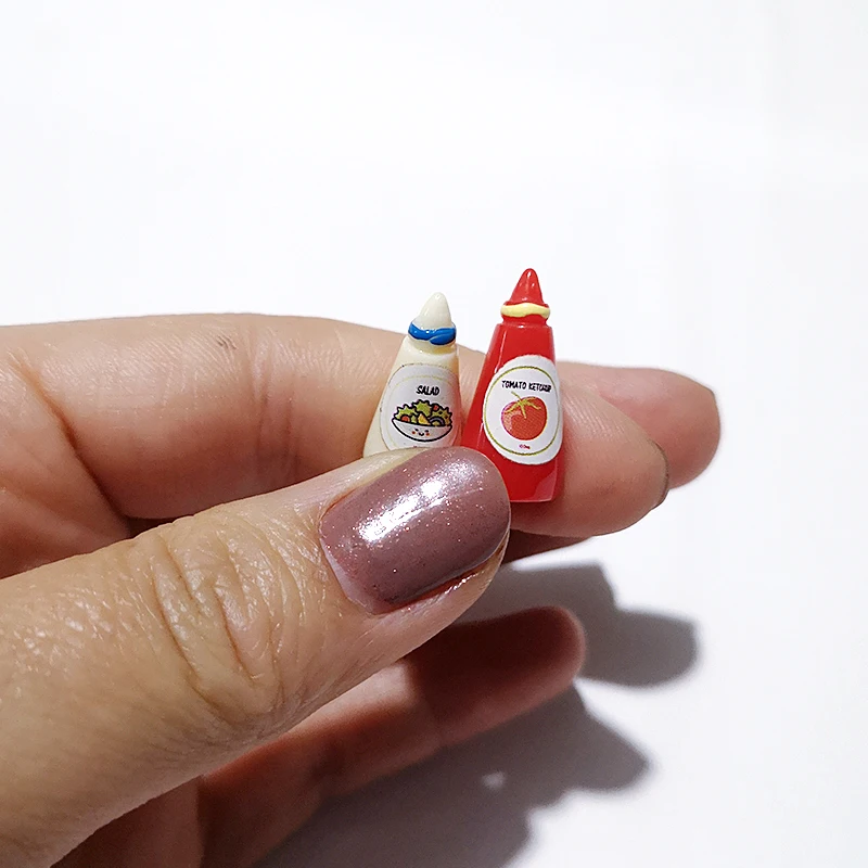 10 teile/satz Miniatur Mini Ketchup Salat Modell 1:12 Puppenhaus Nachahmung Lebensmittel Spielzeug Zubehör – Detail 6