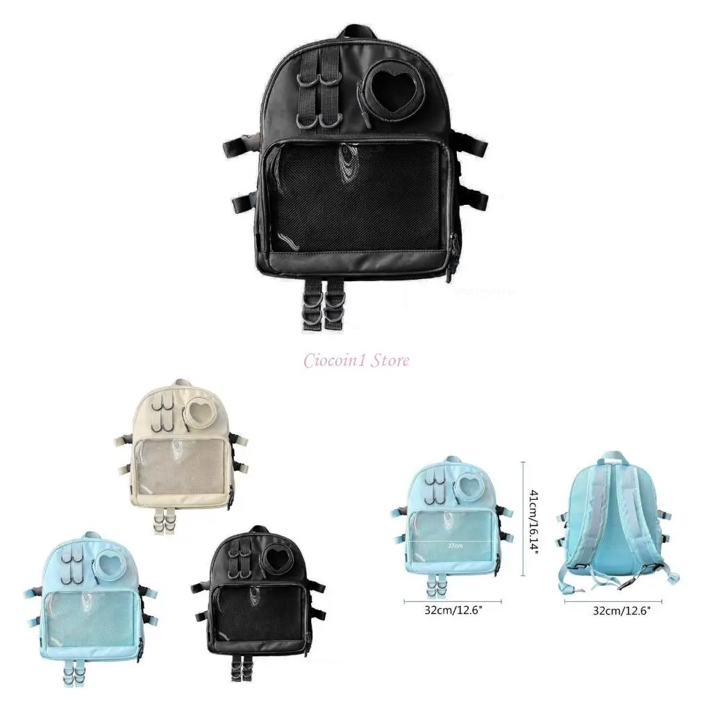 

Y1UB Women Large Capacity Backpack Students School Backpack Clear Leisure Backpack
