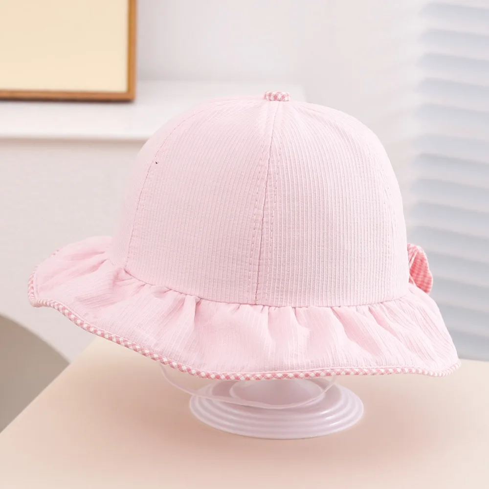 

Fashion UV Protection Children Sun Visor Hat Bow Wide Brim Kids Bucket Cap Cotton Baby Fisherman Hat Infant