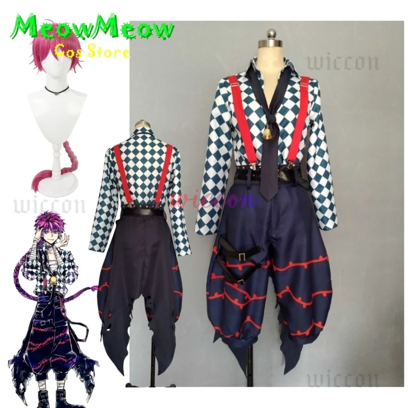 لعبة الشيطان بتلر لاتو باكا أزياء تنكرية لاتو زي مع جرس 1 متر شعر مستعار للهالوين كرنفال لعب الأدوار للرجال والنساء