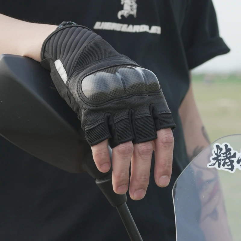 

Летние ретро мотоциклетные перчатки с половиной пальца, мужские дышащие кожаные перчатки без пальцев, мотокросс, велоспорт Luvas Moto Guantes