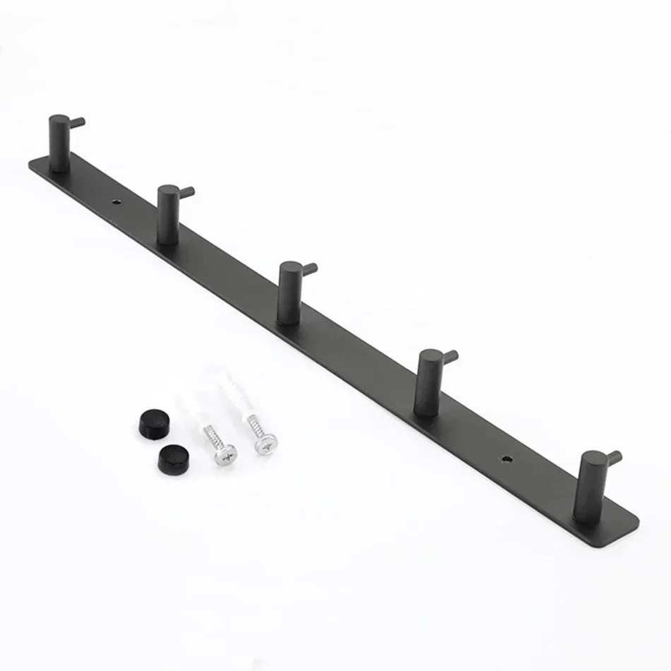 Black Robe Hook for Bathroom Kitchen Home Wall Mounted Creative Door Coat Clothes Towel Key Holder Hanger Storage 4 5 6 7 Hooks