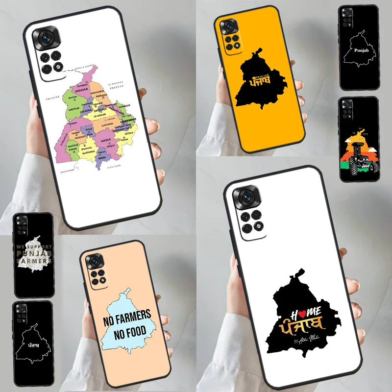 Punjab Map Outline Case For Xiaomi Redmi Note 13 Pro 8 9 10 11 12 Pro 12S 11S 10S Redmi 12 10C 12C 13C Coque