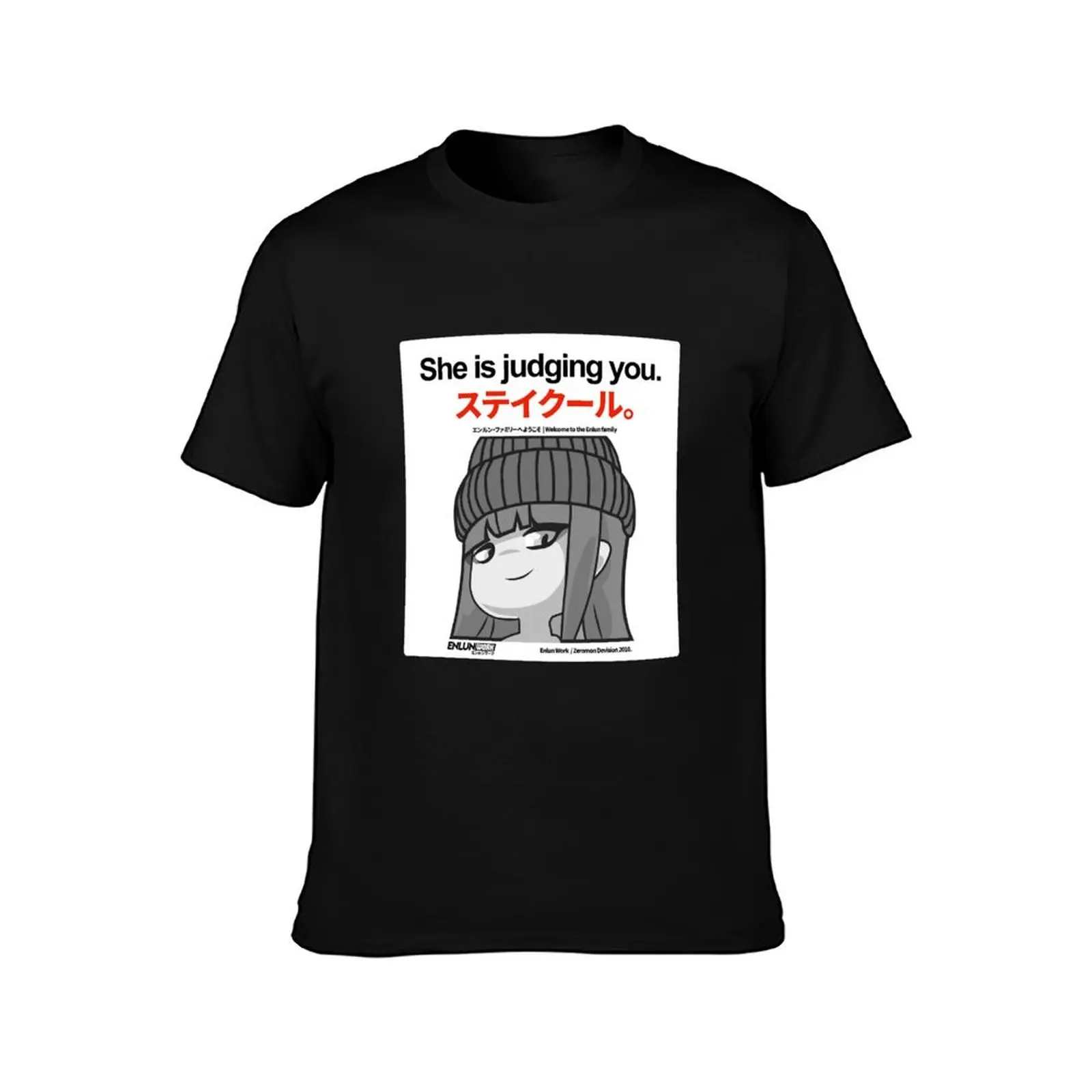 SHE IS JUDING YOU. ENDERPOP T-Shirt plain korean fashion vintage anime shirt mens workout shirts