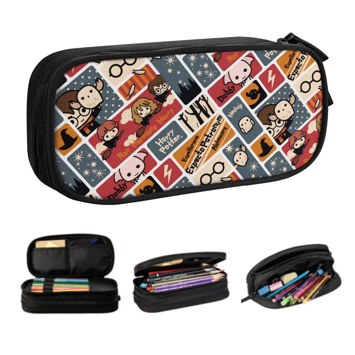 Custom Witchcraft And Wizardry Pencil Case for Large Capacity School Magic Witch Wizard Movie Cosplay Pencil Box School