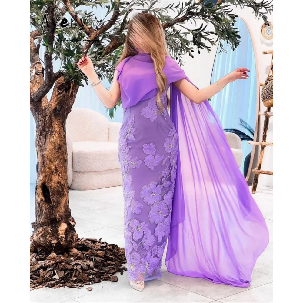 

Avery Customized Fishtail Purple Embroidery Flowers Dresses 2025 Woman Luxury Evening Dress 2025 Elegant Gown Women's Prom Dress