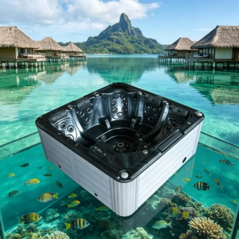 Swim Spa Whirlpool Jacuzzi Massage Bathtub Hydrotherapy Acrylic 4 Person Outdoor Modern White Relax Function Hot Tub