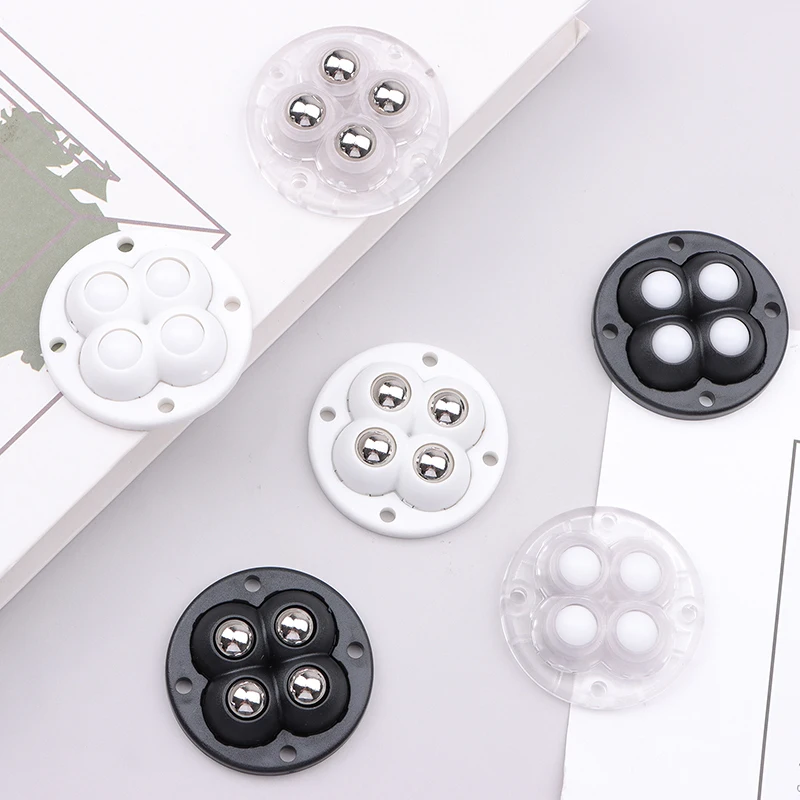 4Pcs Non Punching Adhesive Furniture Ball Universal Pulley Household Mobile Base Caster Accessories Trash Can Bottom Wheel