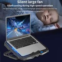 TISHRIC Laptop Cooler Four Fan Gaming Notebook Cooling Pad Led Screen Two USB Port 1100RPM Notebook Cooler For 12-17 Inch Laptop - Image 3