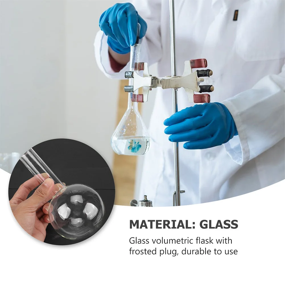 

2Pcs Round Bottom Flask Transparent Glass Thin-Neck Laboratory Flask Experiment Tool for Science Study Chemistry Practice School